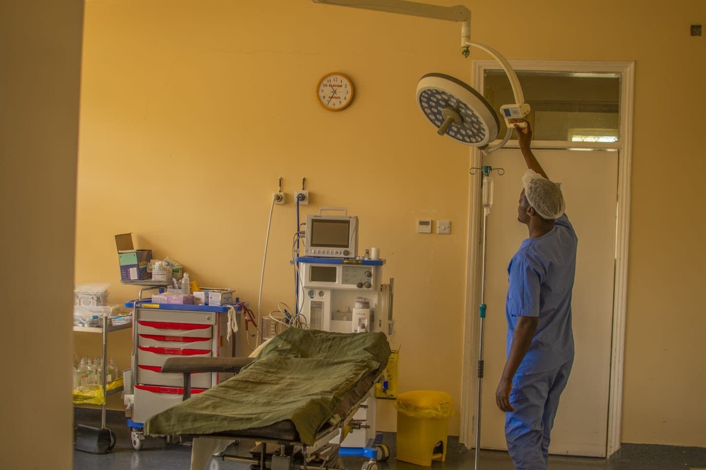 A theatre nurse preparing one of the operating theatres